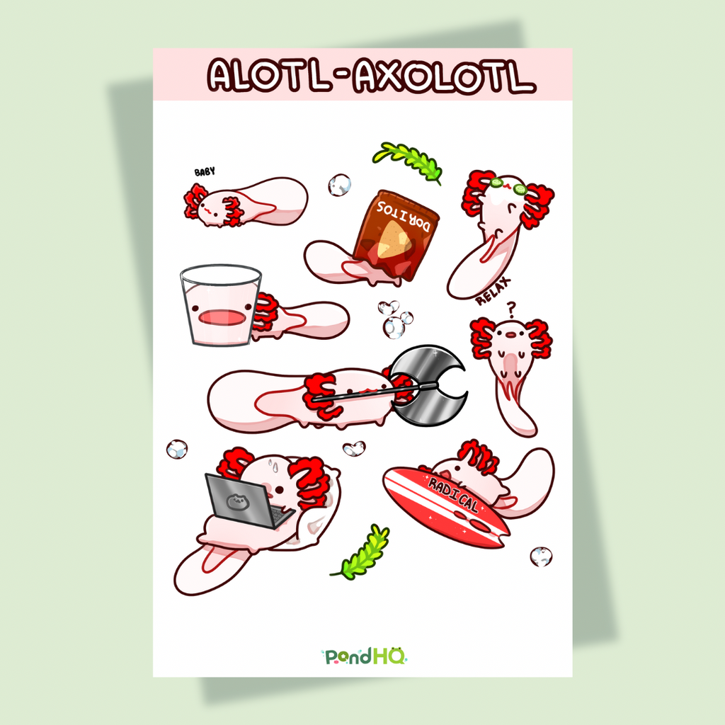 Alotl-axolotl sticker sheet - PondHQ
